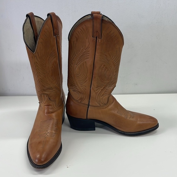 Abilene Womens Western Boots Leather Embroidered Pull On Boots in Brown Size 9.5 - Picture 3 of 14